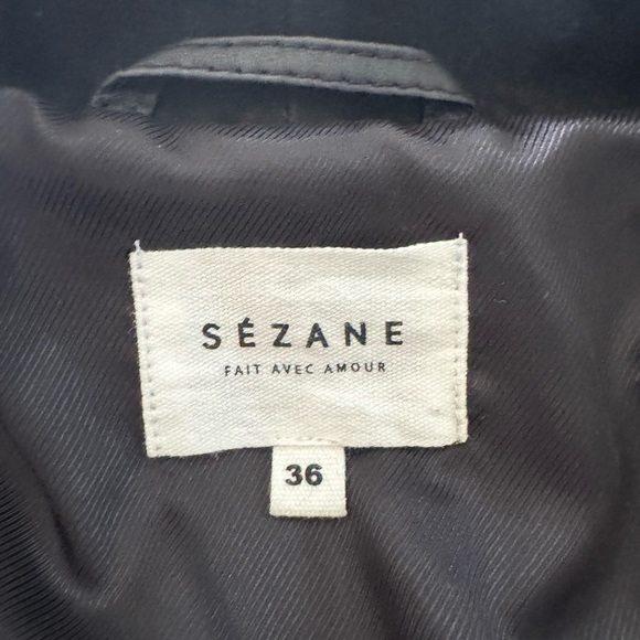 Sezane Black Leather Suede Jacket - Picture 3 of 10